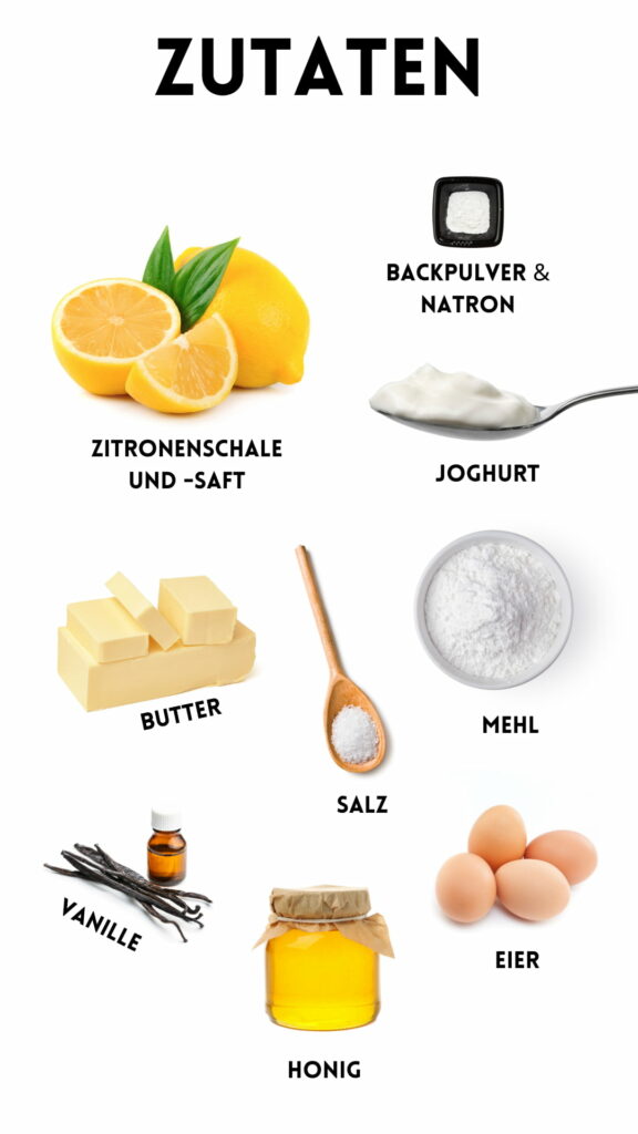 Gesunder Zitronenkuchen mit Honig Zutaten