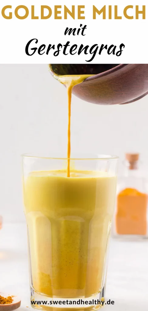Goldene Milch mit Gerstengras Pin