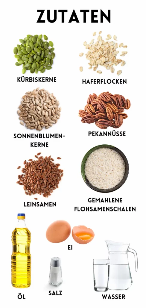 Körnerbrot ohne Mehl Zutaten