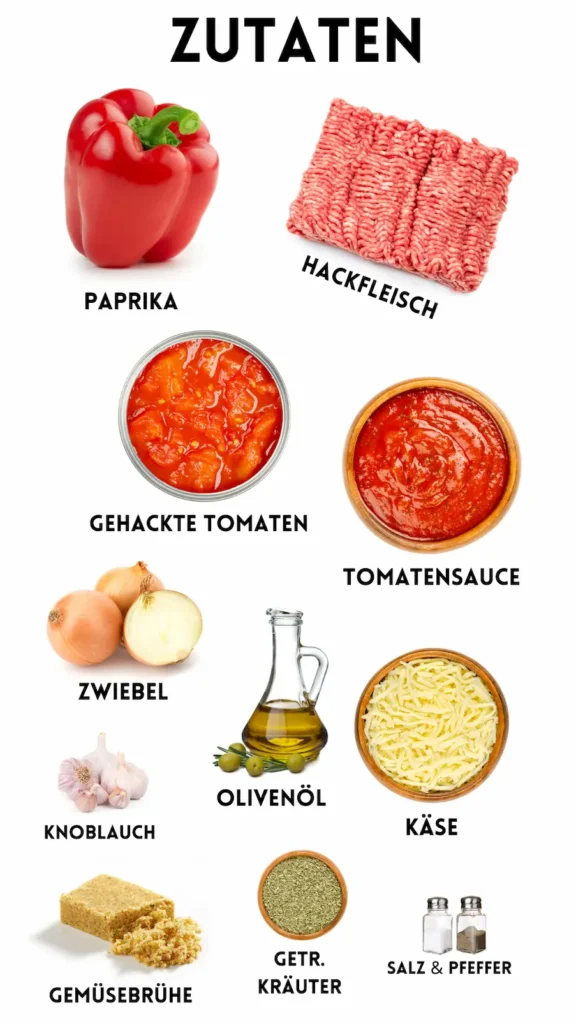 Gefüllte Paprika in der Heißluftfritteuse Zutaten